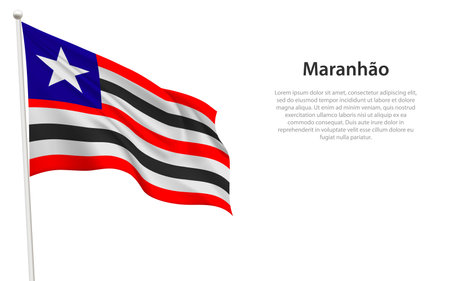 Isolated waving flag of Maranhao is a state Brazil on white background.のイラスト素材