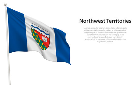 Isolated waving flag of Northwest Territories is a province of Canada on white background.のイラスト素材