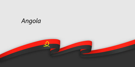 3d ribbon with national flag Angola isolated on white background with copyspaceのイラスト素材