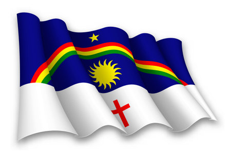 Realistic waving flag of Pernambuco, state of Brazil, isolated on white backgroundのイラスト素材