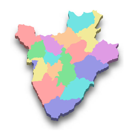 3d isometric colored map of Burundiのイラスト素材