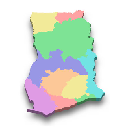 3d isometric colored map of Ghanaのイラスト素材