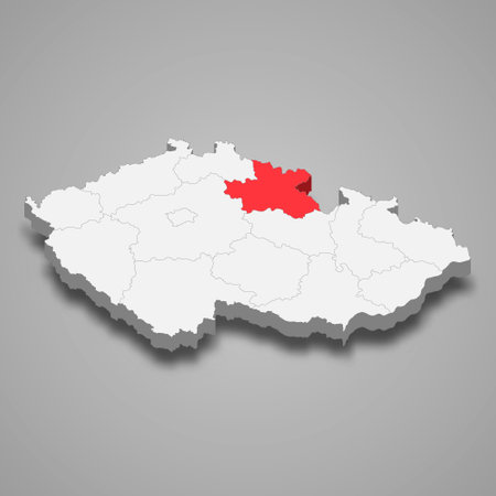 Hradec Kralove region location within Czech Republic 3d isometric mapのイラスト素材