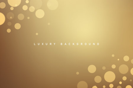 Minimalistic golden background featuring soft bokeh circles and a modern luxury design.のイラスト素材
