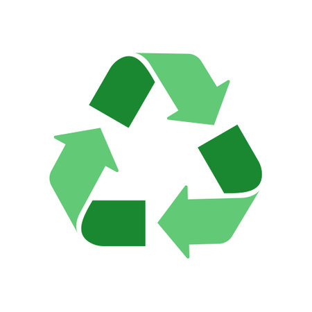 Classic green recycling icon with three arrows forming a continuous loop, symbolizing sustainabilityのイラスト素材