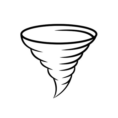 Minimalist black outline of a tornado, symbolizing storms, weather, and natural disastersのイラスト素材