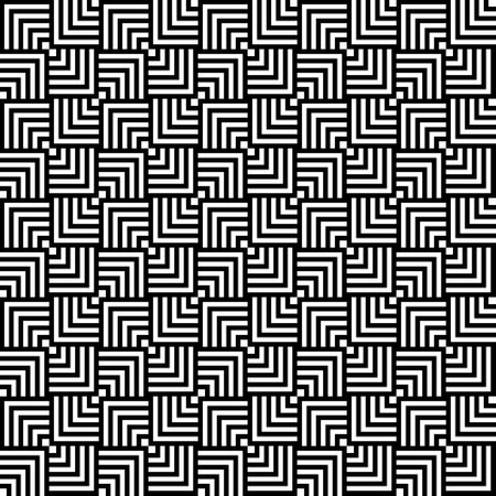 Bold square pattern with striped right-angle designs in a black and white paletteのイラスト素材