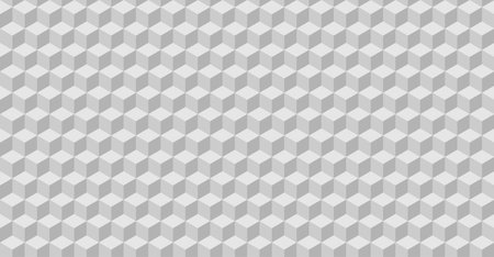 Repeating 3D cube pattern in soft gray tones with isometric optical illusion styleのイラスト素材