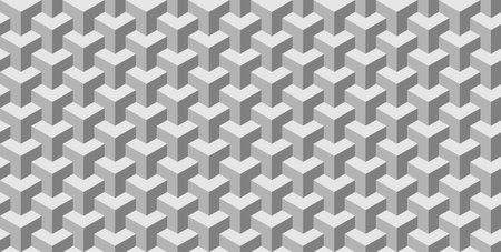 Gray block style cube design with 3D stacked illusion and soft light gradientsのイラスト素材