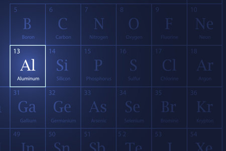 Aluminum highlighted element in periodic table with glowing effectのイラスト素材