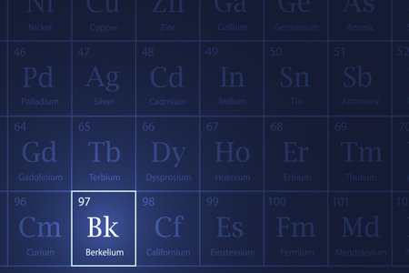 Berkelium highlighted element in periodic table with glowing effectのイラスト素材