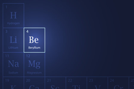 Beryllium highlighted element in periodic table with glowing effectのイラスト素材