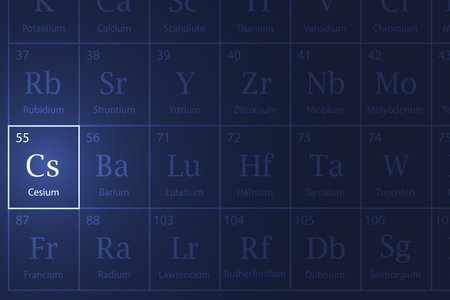 Cesium highlighted element in periodic table with glowing effectのイラスト素材