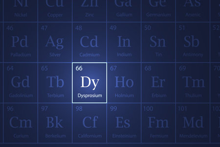 Dysprosium highlighted element in periodic table with glowing effectのイラスト素材