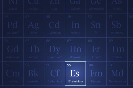 Einsteinium highlighted element in periodic table with glowing effectのイラスト素材