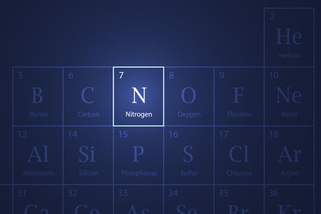 Nitrogen highlighted element in periodic table with glowing effectのイラスト素材