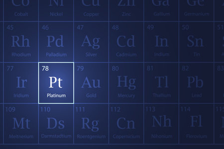 Platinum highlighted element in periodic table with glowing effectのイラスト素材