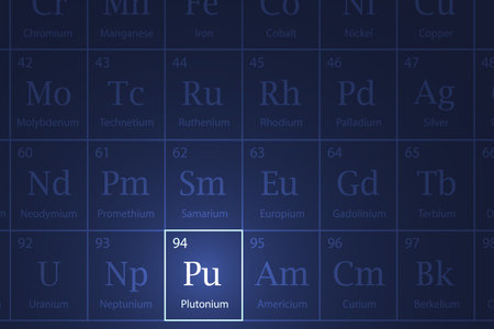 Plutonium highlighted element in periodic table with glowing effectのイラスト素材