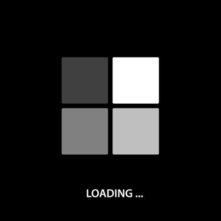 A four square grid loading icon with gradient animation on a black background