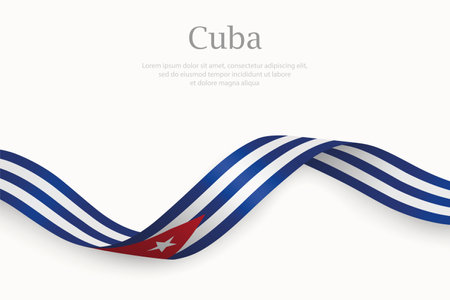 Cuba flag on Waving ribbon. Template for independence dayのイラスト素材