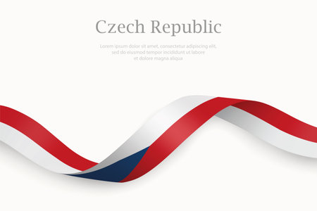 Czech Republic flag on Waving ribbon. Template for independence dayのイラスト素材