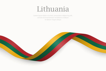 Lithuania flag on Waving ribbon. Template for independence dayのイラスト素材