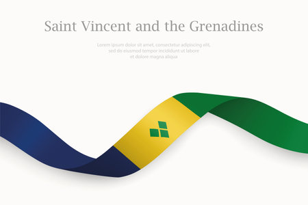 Saint Vincent and the Grenadines flag on Waving ribbon. Template for independence dayのイラスト素材
