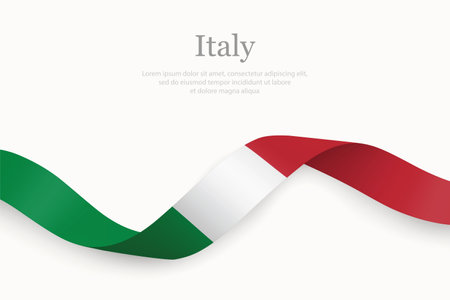 Italy Flag on Waving Ribbon with Elegant Designのイラスト素材