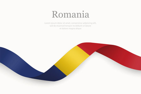 Romania Flag on Waving Ribbon with Elegant Designのイラスト素材