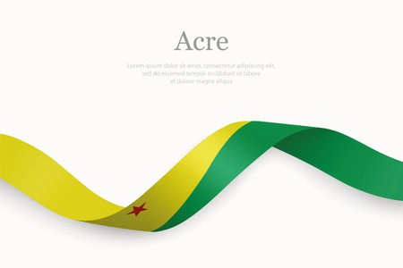 Acre Flag on Waving Ribbon with Elegant Design. State of Brazilのイラスト素材