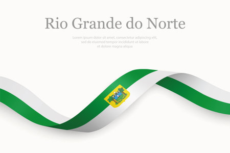 Rio Grande do Norte Flag on Waving Ribbon with Elegant Design. State of Brazilのイラスト素材