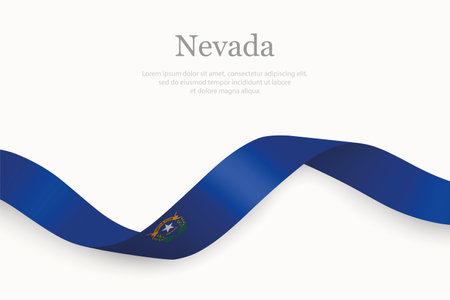 Nevada Flag on Waving Ribbon with Elegant Design. State of the United Statesのイラスト素材
