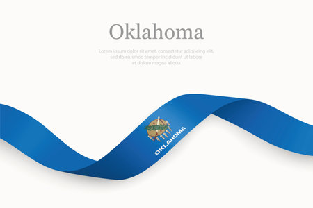 Oklahoma Flag on Waving Ribbon with Elegant Design. State of the United Statesのイラスト素材
