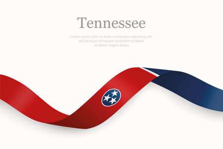 Tennessee Flag on Waving Ribbon with Elegant Design. State of the United Statesのイラスト素材
