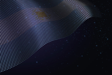 Argentina digital flag made of dots, waving over a starry dark backgroundのイラスト素材