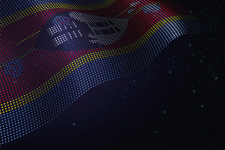 Eswatini digital flag made of dots, waving over a starry dark backgroundのイラスト素材