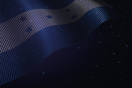 Honduras digital flag made of dots, waving over a starry dark backgroundのイラスト素材