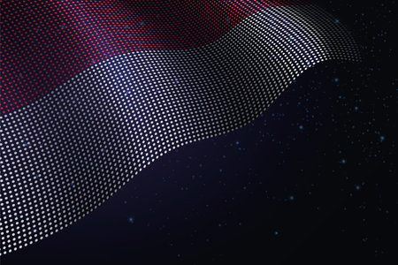 Monaco digital flag made of dots, waving over a starry dark backgroundのイラスト素材