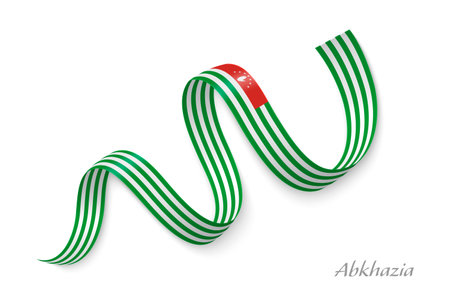 Abkhazia flag ribbon waving national colors, symbolizing pride, unity and national identityのイラスト素材