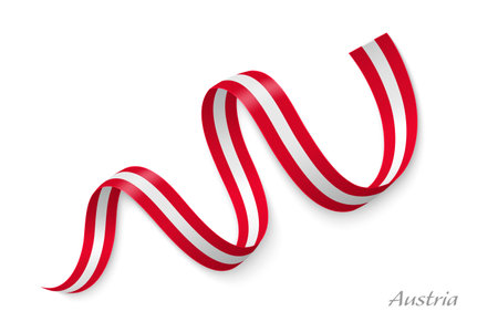 Austria flag ribbon waving national colors, symbolizing pride, unity and national identityのイラスト素材