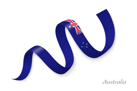 Australia flag ribbon waving national colors, symbolizing pride, unity and national identityのイラスト素材