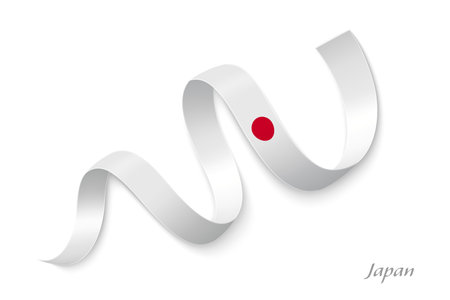 Japan flag ribbon waving national colors, symbolizing pride, unity and national identityのイラスト素材