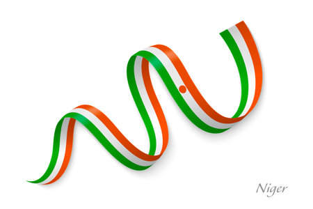 Niger flag ribbon waving national colors, symbolizing pride, unity and national identityのイラスト素材