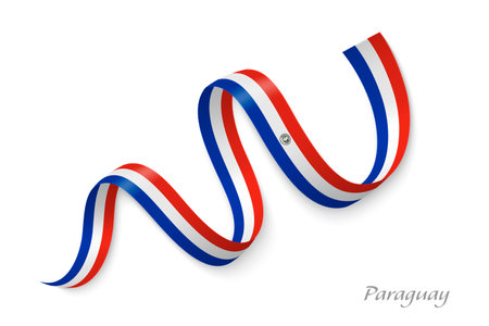 Paraguay flag ribbon waving national colors, symbolizing pride, unity and national identityのイラスト素材