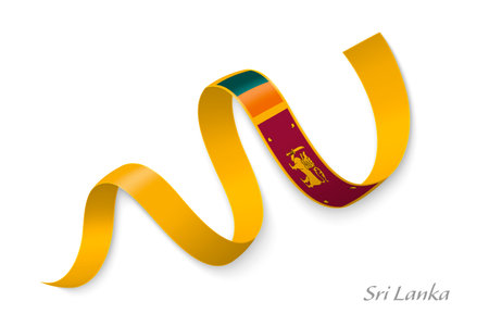 Sri Lanka flag ribbon waving national colors, symbolizing pride, unity and national identityのイラスト素材