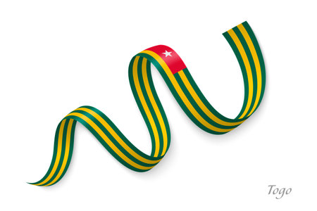 Togo flag ribbon waving national colors, symbolizing pride, unity and national identityのイラスト素材