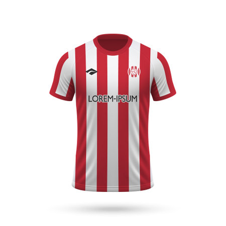 3d realistic soccer jersey in Estudiantes style, football club shirt template 2025のイラスト素材