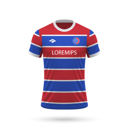 3d realistic soccer jersey in Fortaleza style, football club shirt template 2025のイラスト素材