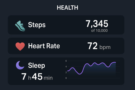A modern health app screen showing physical activity stats and sleep cycle chart.