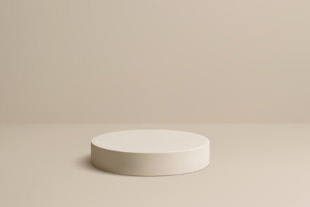Simple round pedestal in beige tones for modern minimalist product presentationのイラスト素材